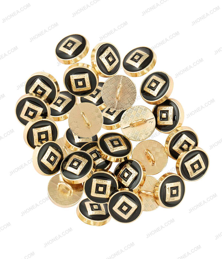 Shiny Gold with Black Enamel Royal Men's Shirt Buttons