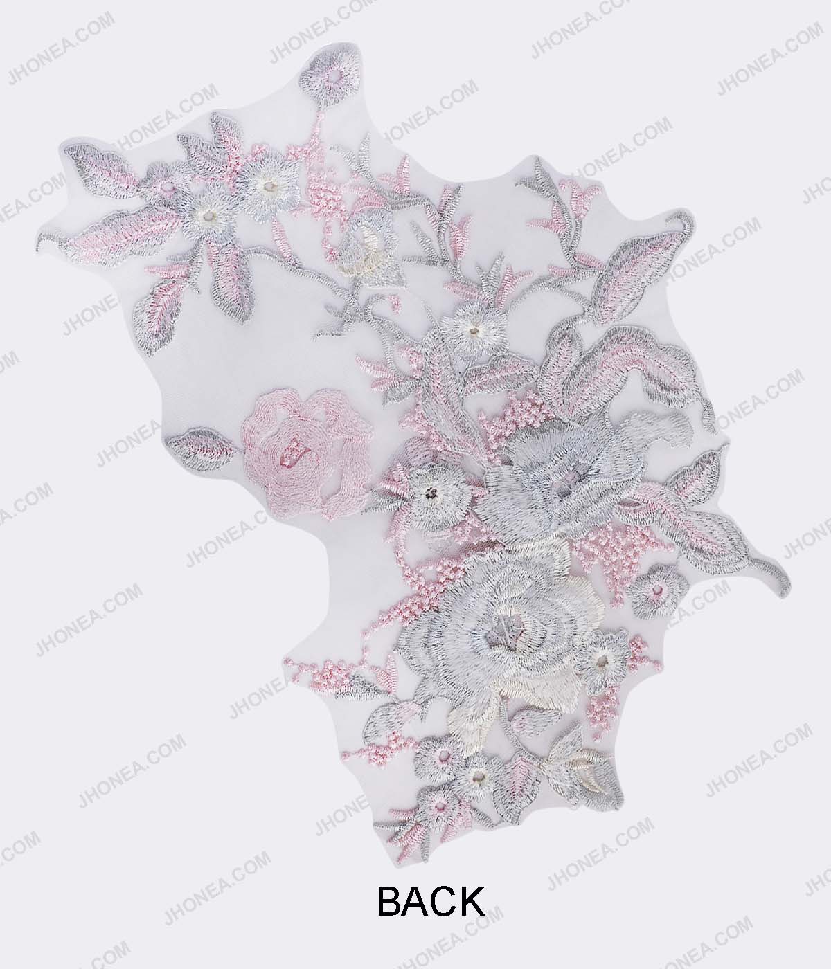 Pastel Shades 3D Flower Embroidery Patch