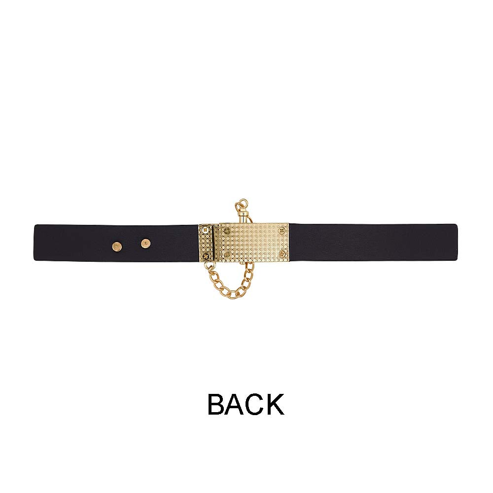 Luxury Style 2 Part Closure Clasp Belt With Chain Lock
