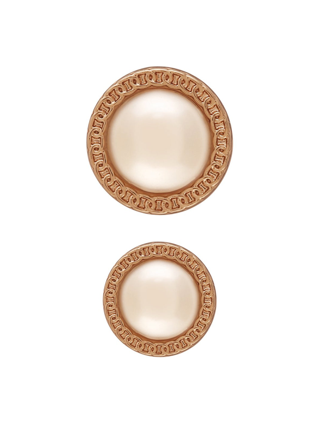 Shiny Round Shape with Chain-Like Design Rim Pearl Button in Golden Color