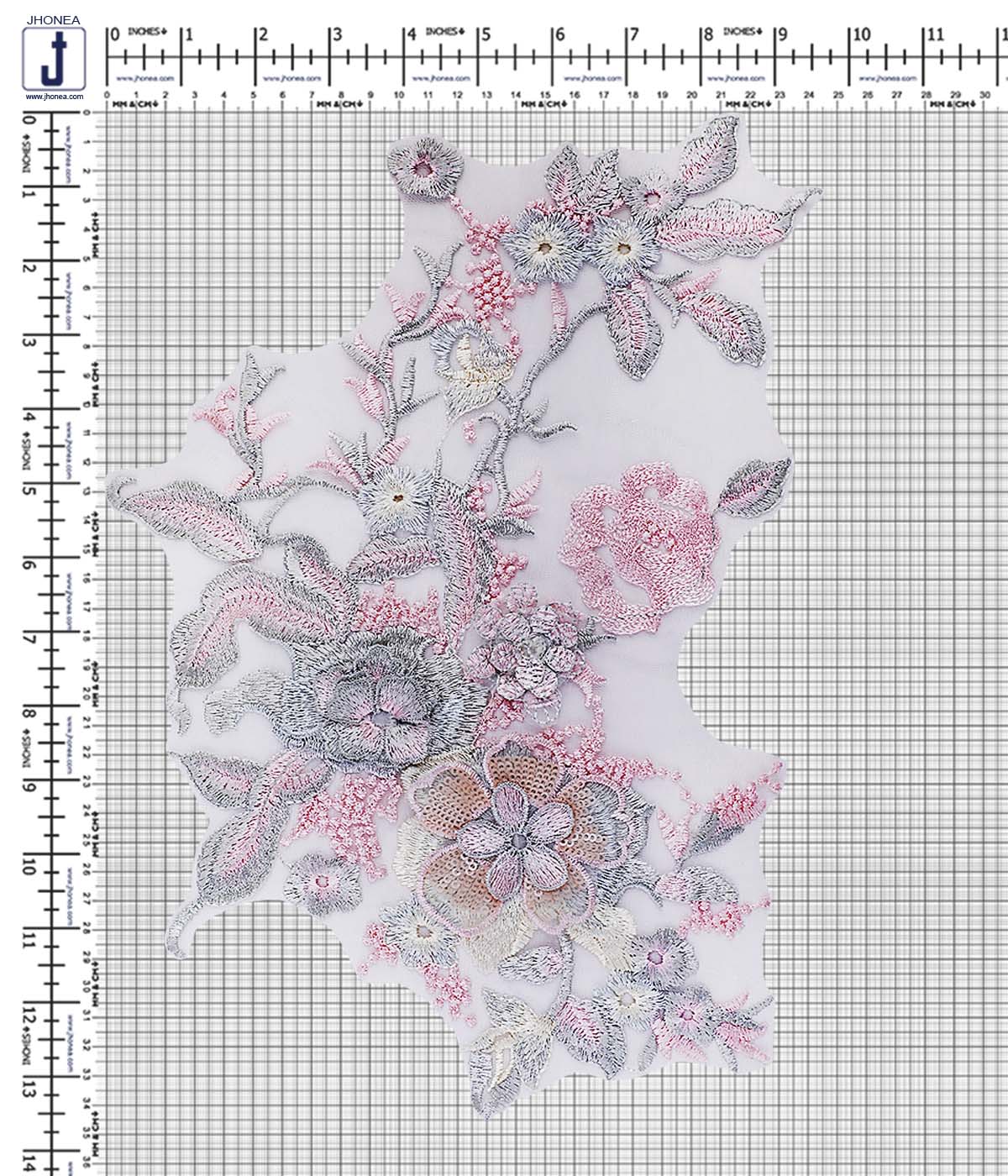 Pastel Shades 3D Flower Embroidery Patch