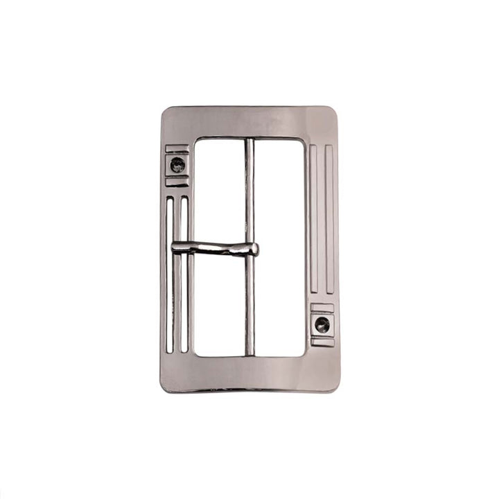 Shiny Nickel Chrome Finish Rectangle Frame Tongue/Prong Belt Buckle in Shiny Silver Color