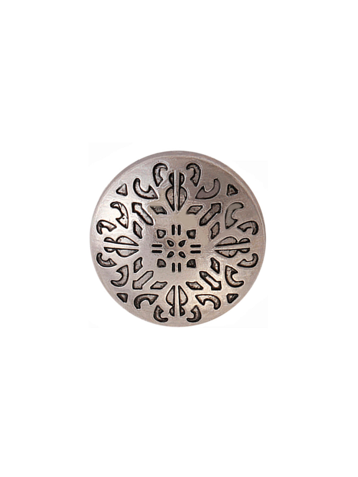 Antique Silver Finish Round Shape Engraved Design Dome Button