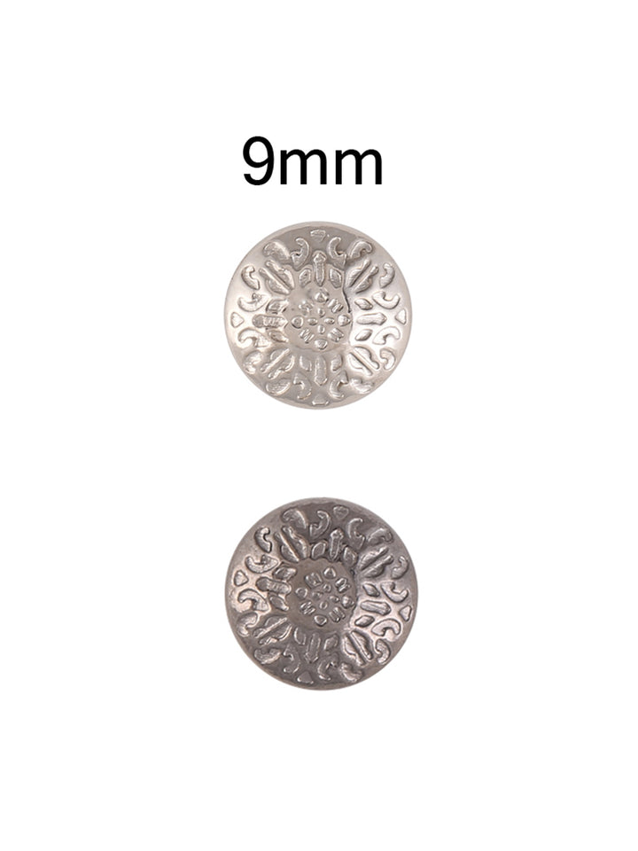Engraved Design Round Shape Shank Metal Button