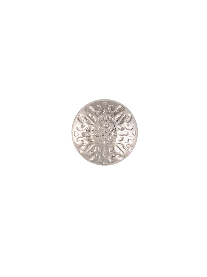 Engraved Design Round Shape Shank Metal Button in Silver Color