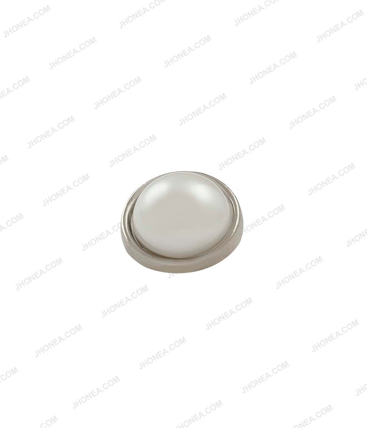 Shiny Silver with White Faux Pearl Buttons for Kurta/Kurti