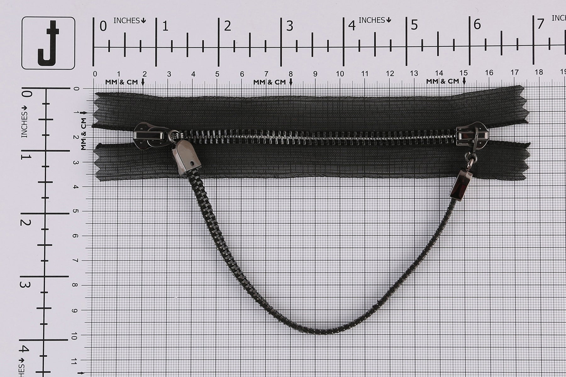 Unique Style Gunmetal Two-Way Separating Zipper with 2 Runner