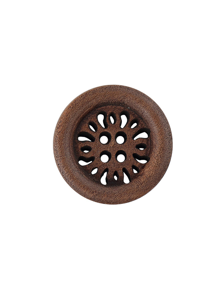 Cutwork Design Round Shape Wooden Brown Coat Buttons