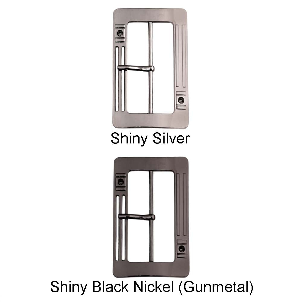 Shiny Nickel Chrome Finish Rectangle Frame Tongue/Prong Belt Buckle