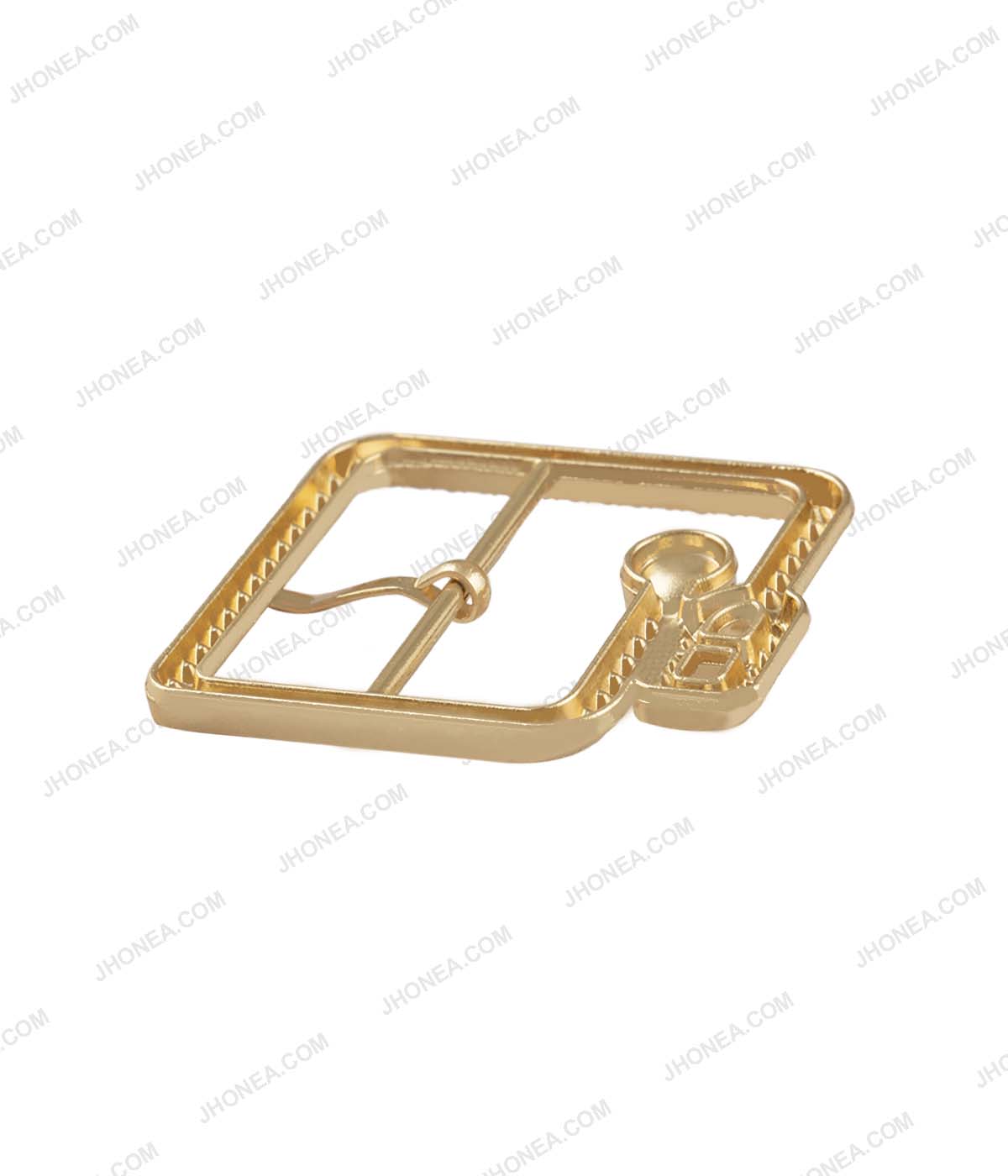 Glistening Diamond Shiny Gold Prong Belt Buckle