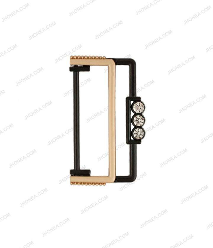 Dual Color Foldable Frame Buckle with Diamond Accent