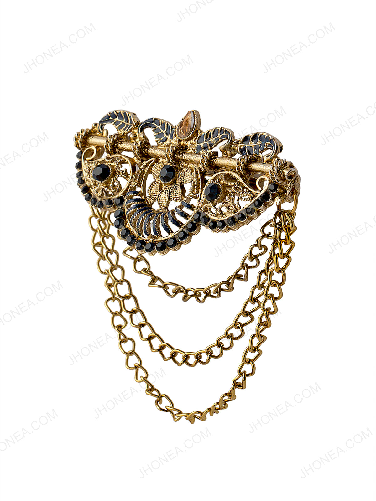 Traditional Golden Diamond Chain Brooch