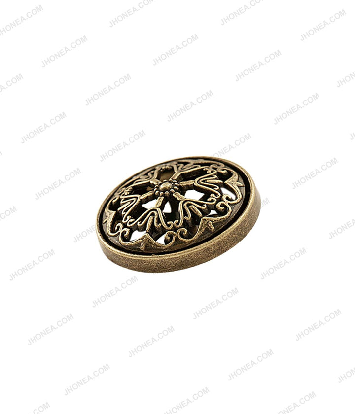 Historic Design Cutwork Antique Brass Dome Surface Buttons