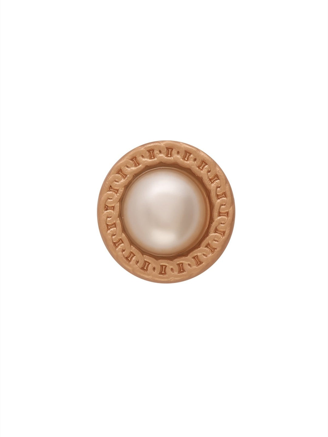 Shiny Round Shape with Chain-Like Design Rim Pearl Button in Matte Gold Color