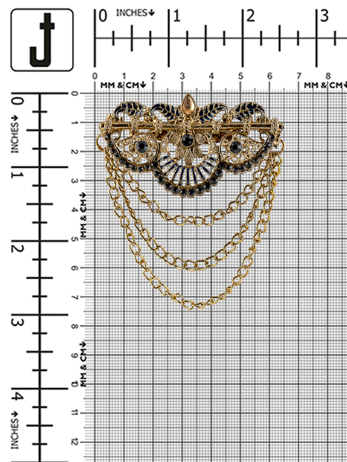 Traditional Golden Diamond Chain Brooch