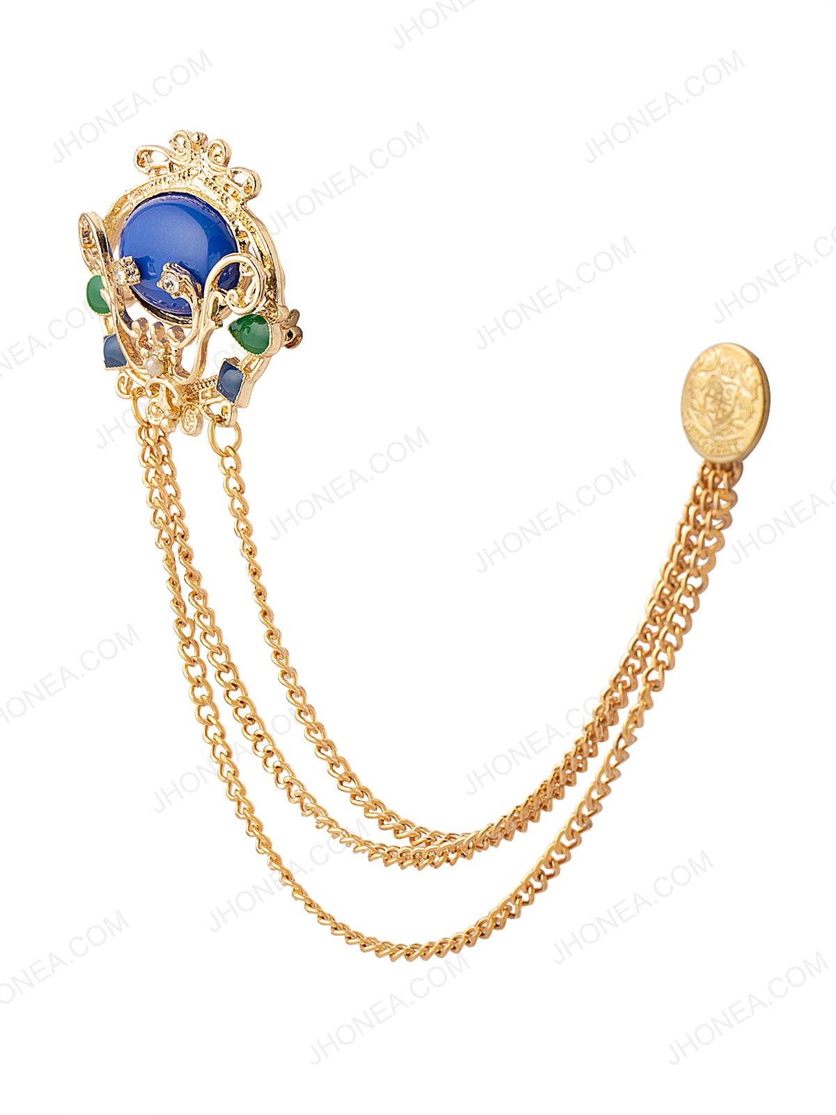 Shiny Gold Beaded Men's & Women's Chain Brooch