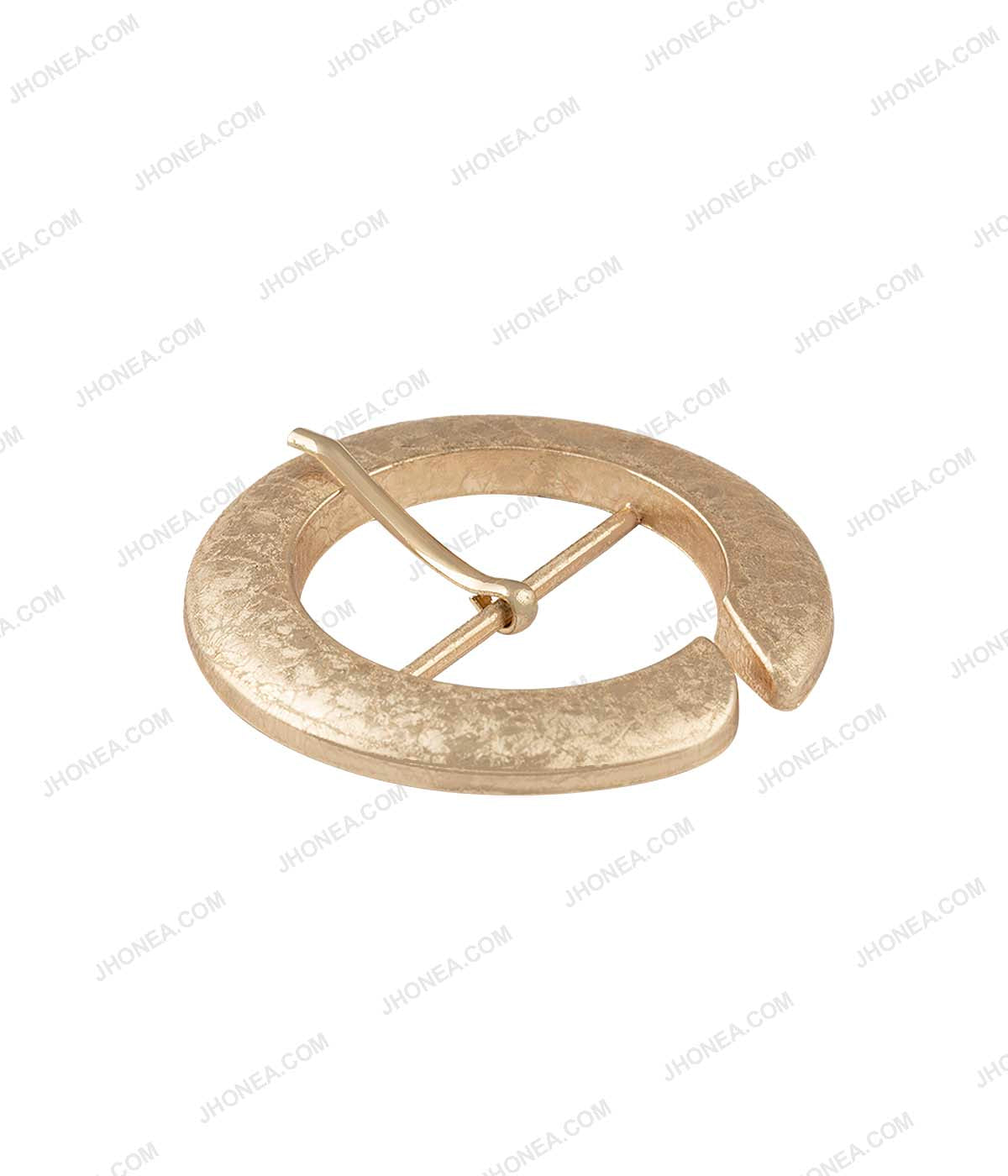 Luxurious Shiny Light Gold Metallic Texture Prong Belt Buckle