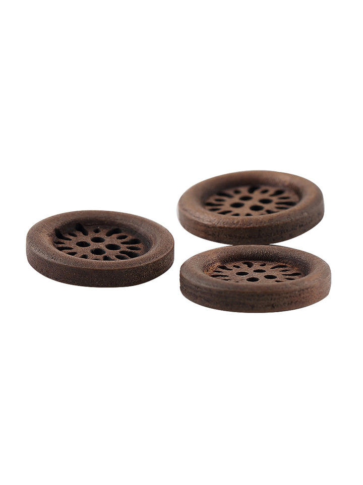 Cutwork Design Round Shape Wooden Brown Coat Buttons