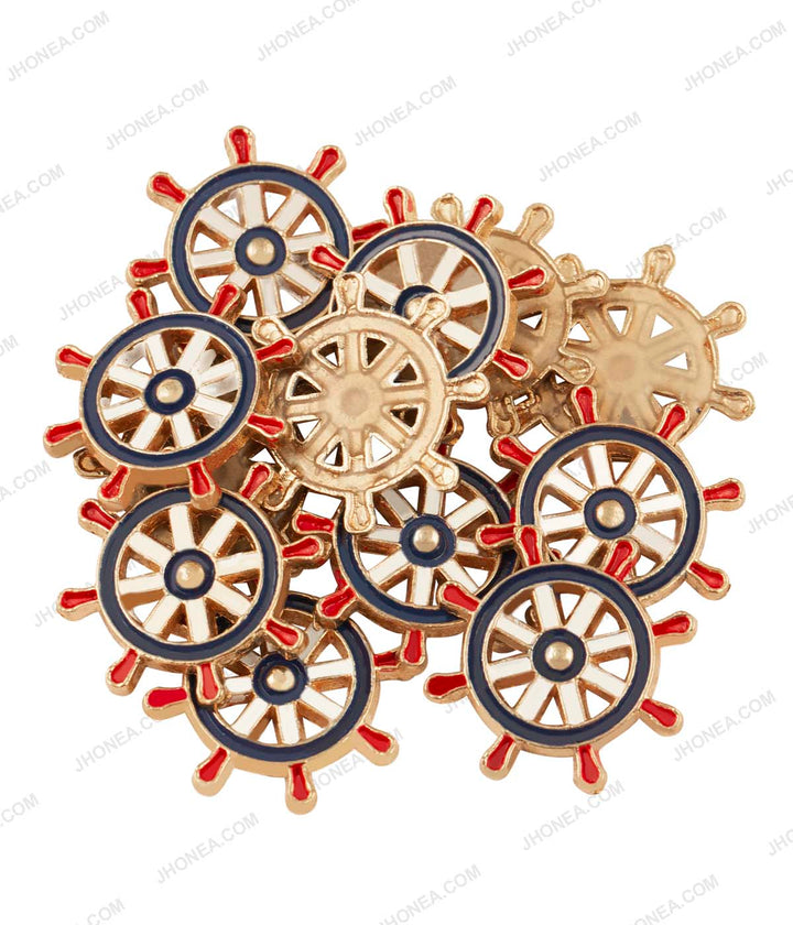 Steering Ship Wheel Royal Tri-Color Hotfix for Jeans