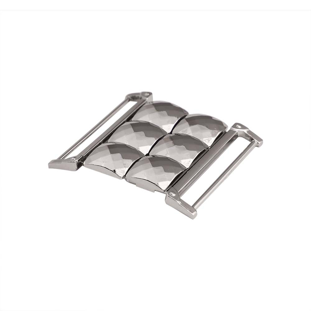Shiny Silver 3D Surface Design Designer Closure Clasp Belt Buckle