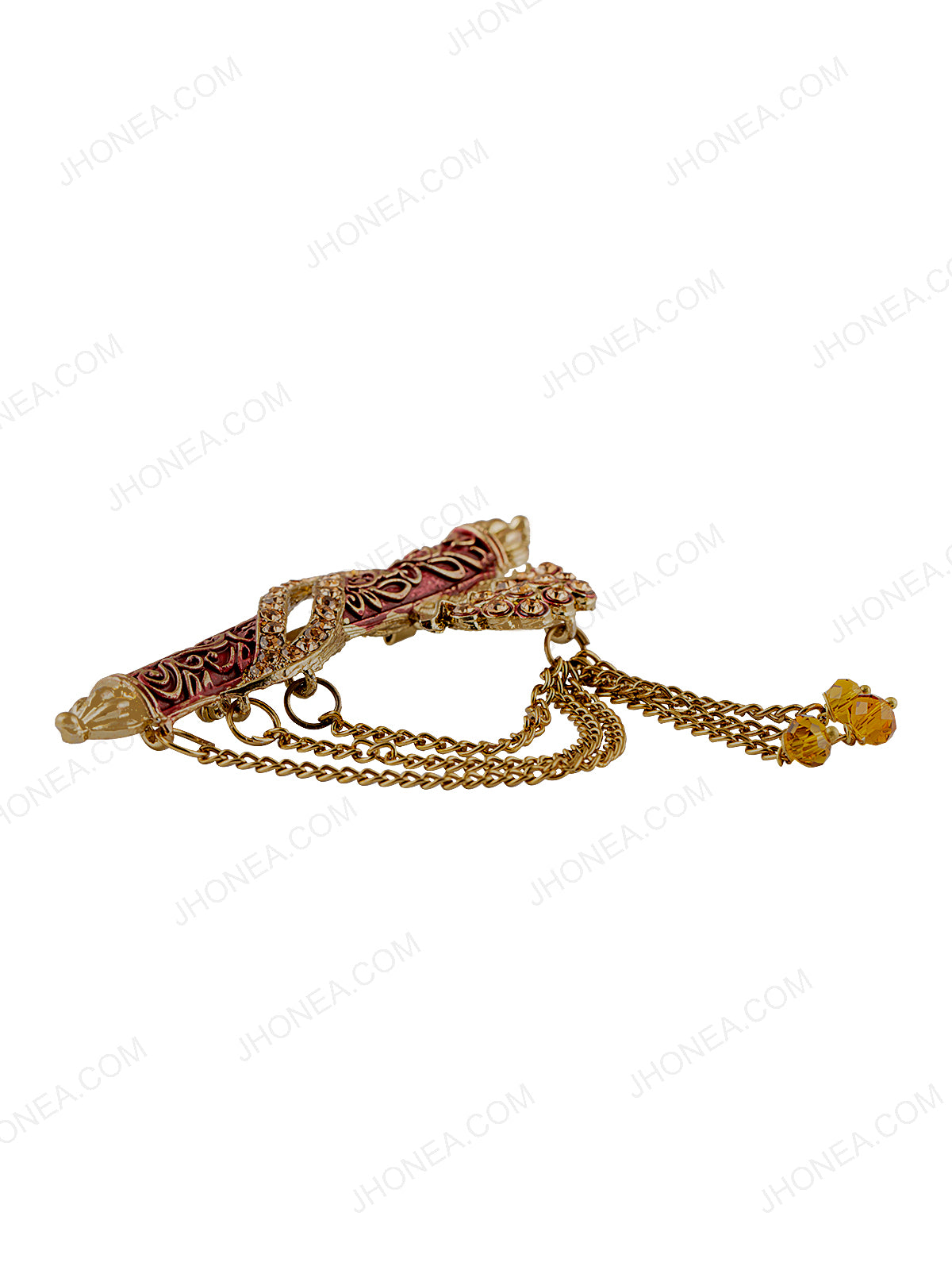 Antique Gold Diamond Ethnic Chain Brooch