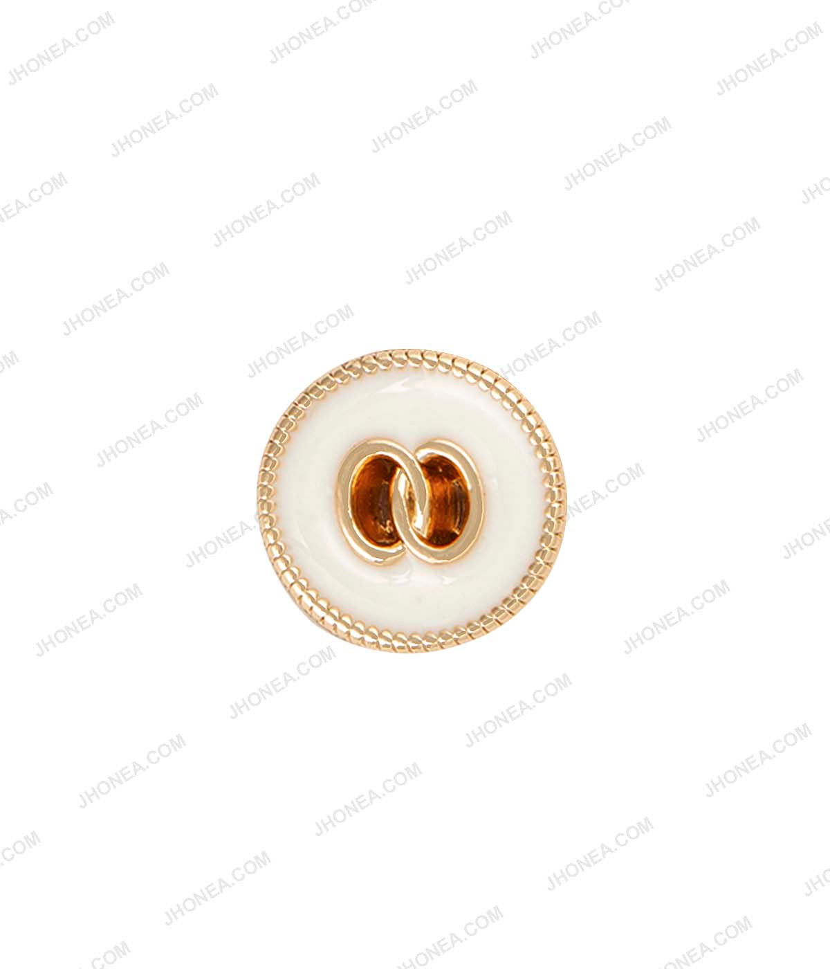 Fancy Decorative Enamel Surface 10mm (16L) Party Wear Shirt Buttons in Gold with White Color