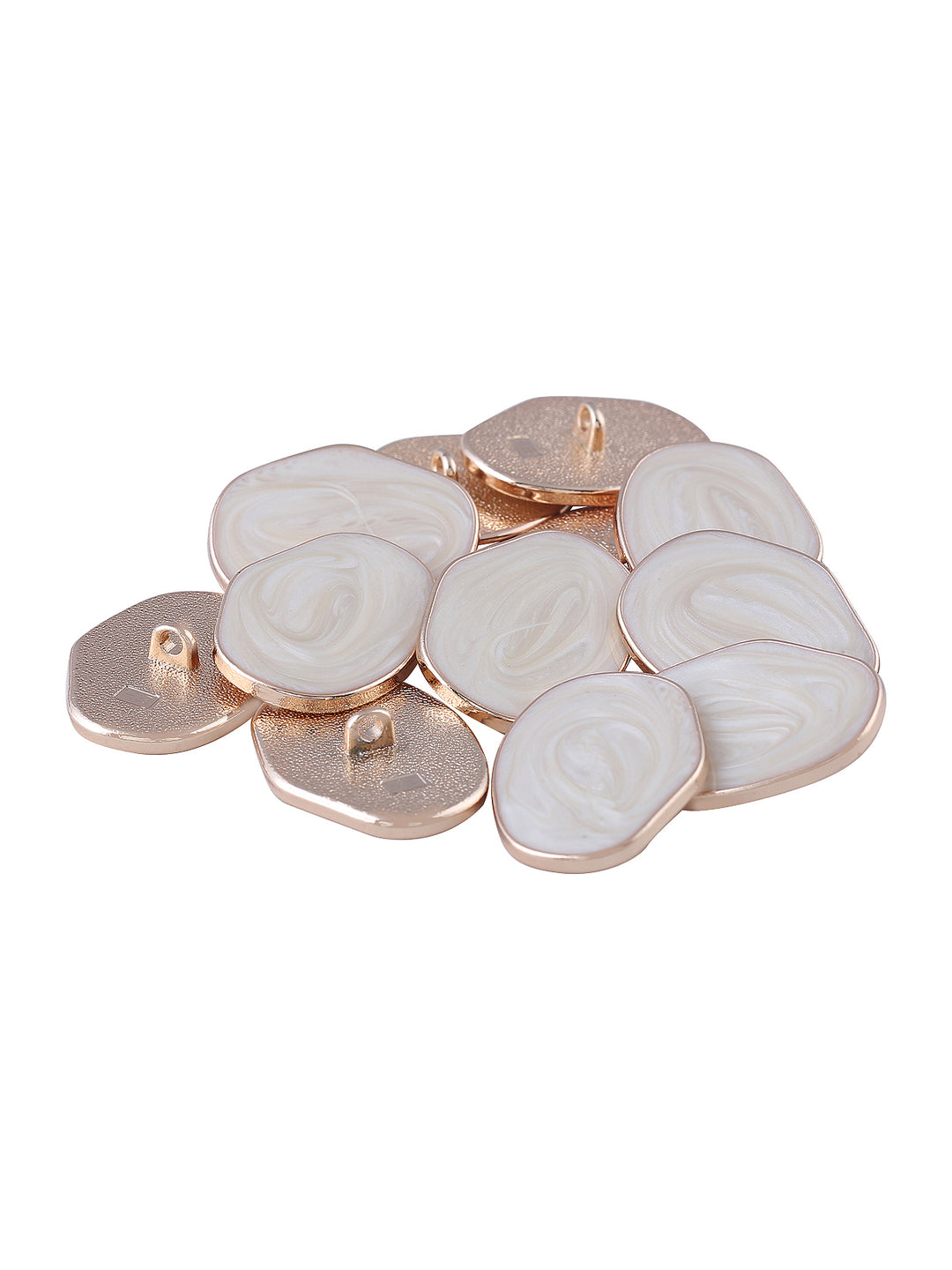 Shiny Classic Fashionable Lamination Lucite Gold with White Color Metal Button