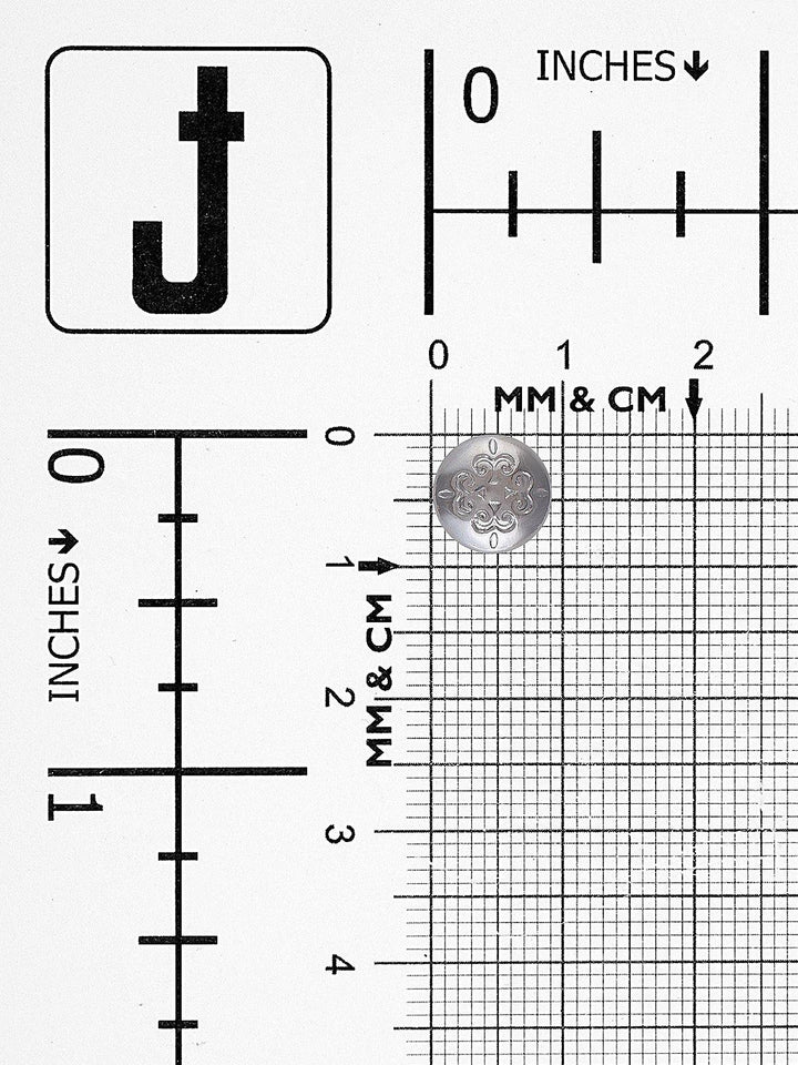 Round Shape Silver Engraved Design 9mm (14L) Downhole Shirt Kurta Metal Button - Jhonea Accessories