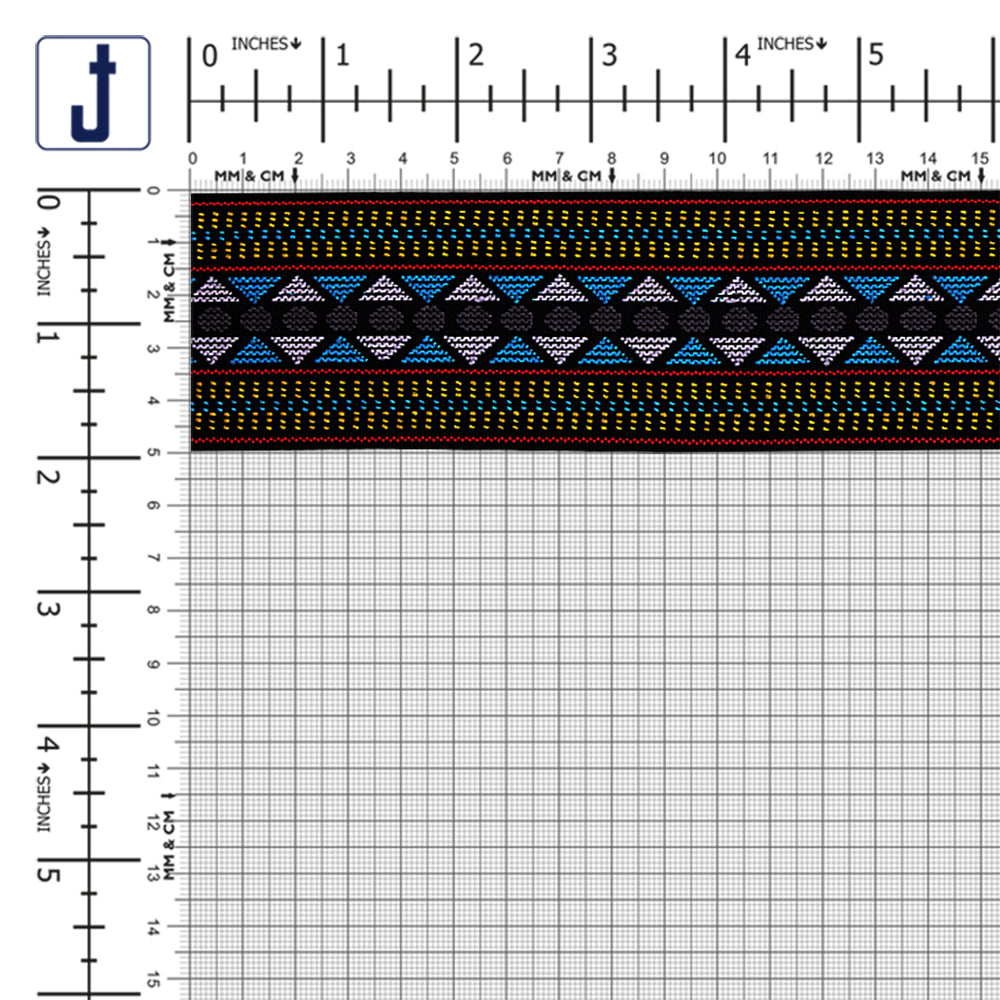 Multicolor Geometric Pattern Indian Style Design 5cm Elastic Band