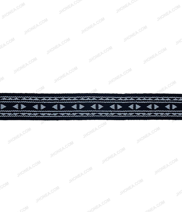 2cm/20mm Navy Blue with White Boho Style Woven Elastic