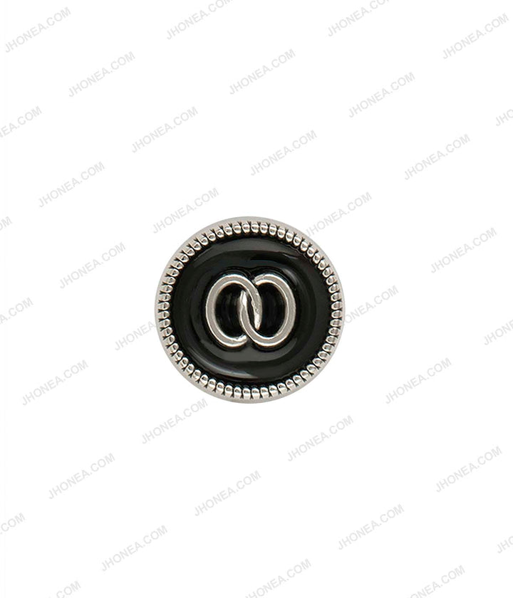 Fancy Decorative Enamel Surface 10mm (16L) Party Wear Shirt Buttons in Silver with Black Color
