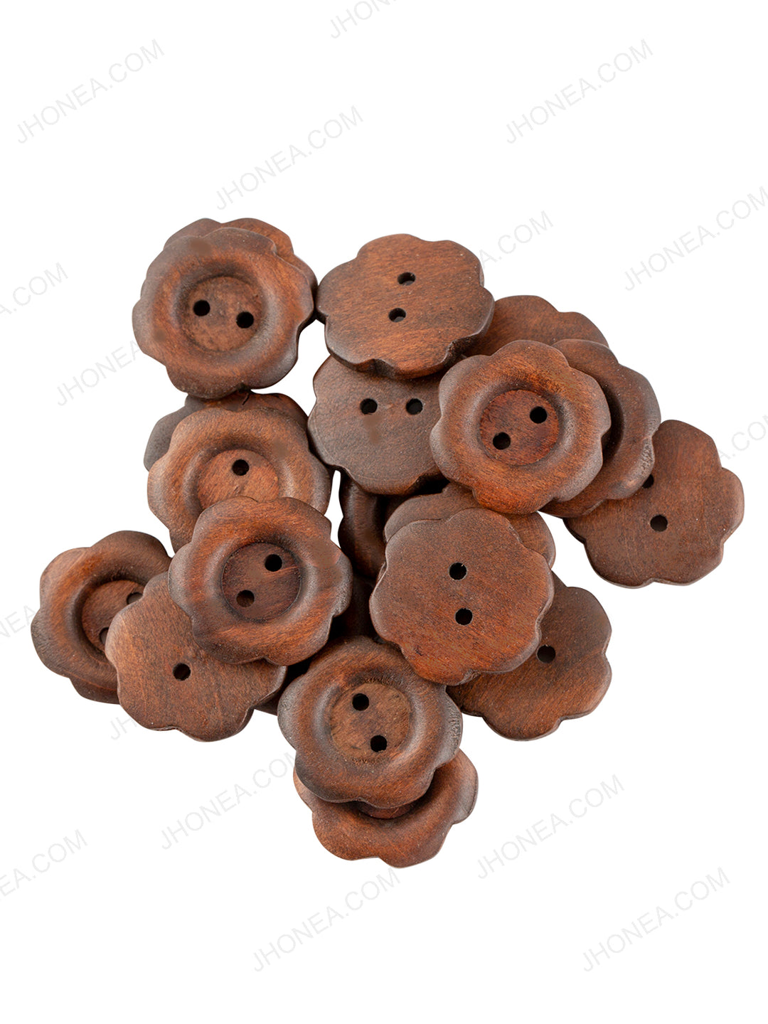 Flower Shape Round Natural Wooden Buttons