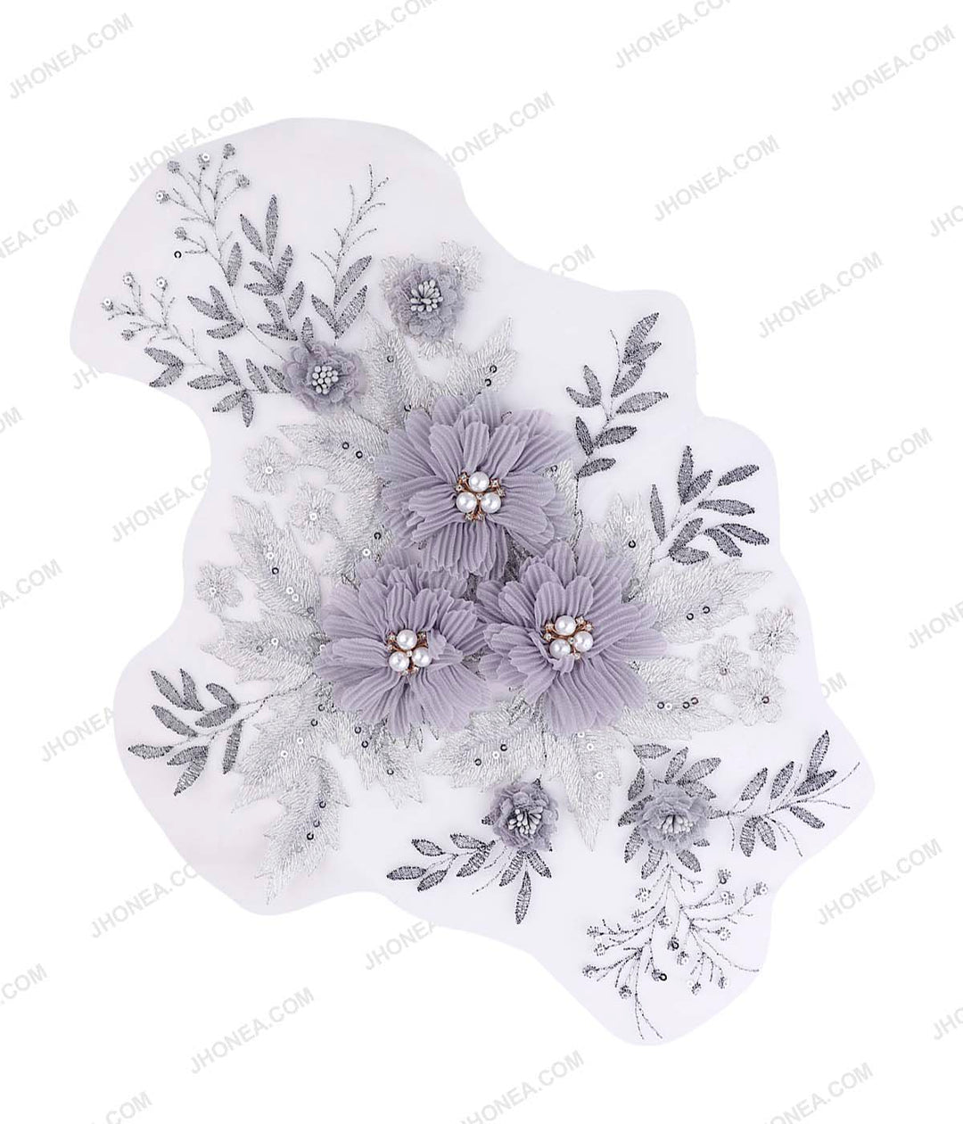 Grey Shaded Floral Patch for Designer Denim Coats/Jackets