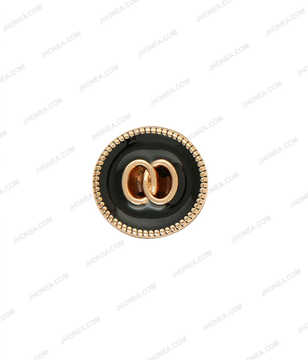 Fancy Decorative Enamel Surface 10mm (16L) Party Wear Shirt Buttons in Gold with Black Color