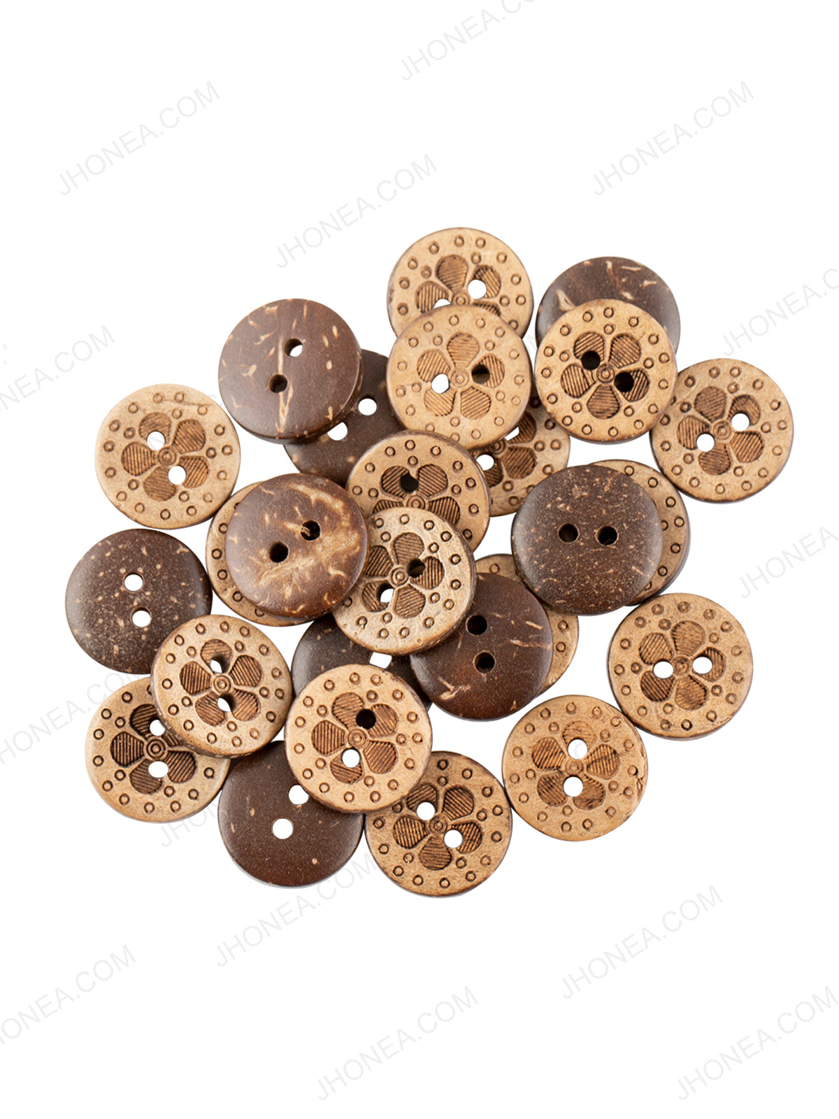 Flower Design Round Coco Natural Buttons