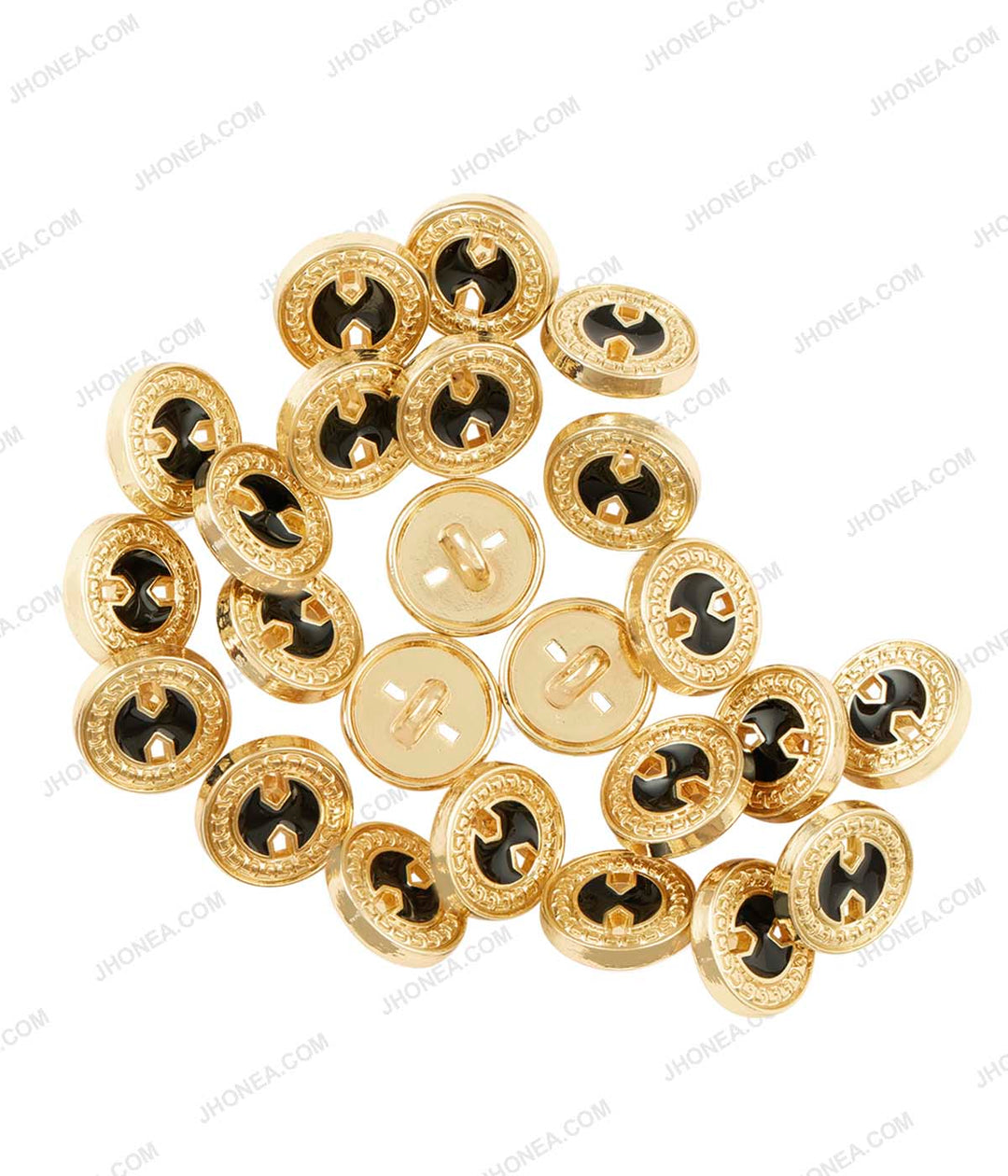 Shiny Bright Gold with Black Color Cutwork Enamel Royal Regal Buttons