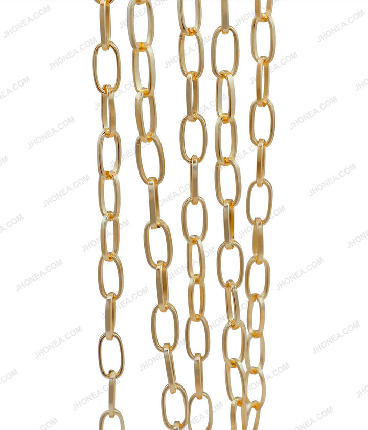 Shiny Gold Oval Shape Elongated Cable Link Chain Lace