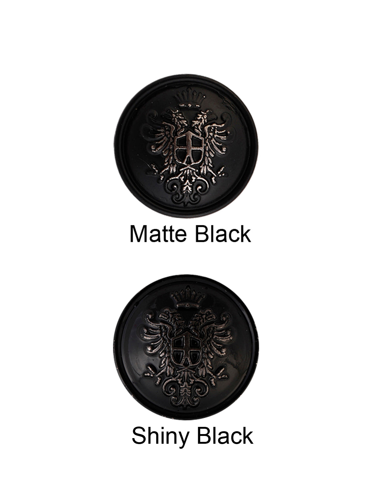 Black Designer Round Shape Engraved Shank Metal Button