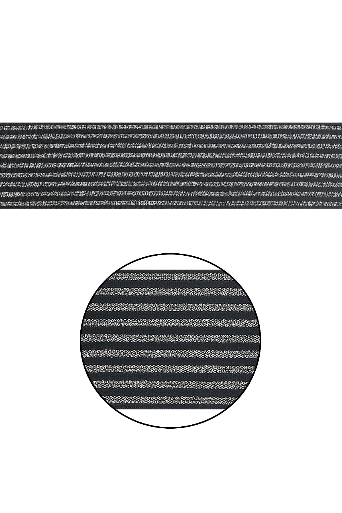Black Patterned Webbing Polyester Woven Elastic with Lurex Thread