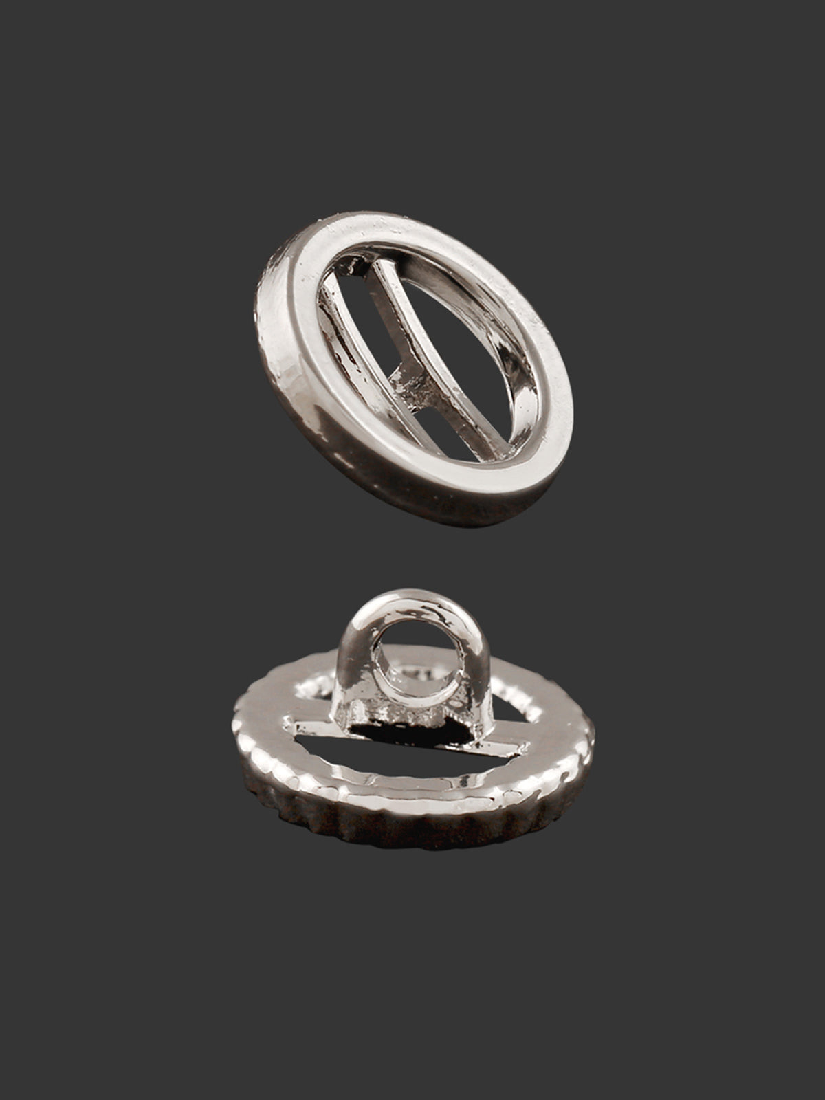 Shiny Silver Round Ring Shape Shank Metal Button
