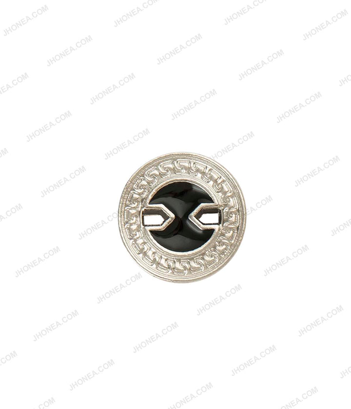 Shiny Silver with Black Color Cutwork Enamel Royal Regal Buttons