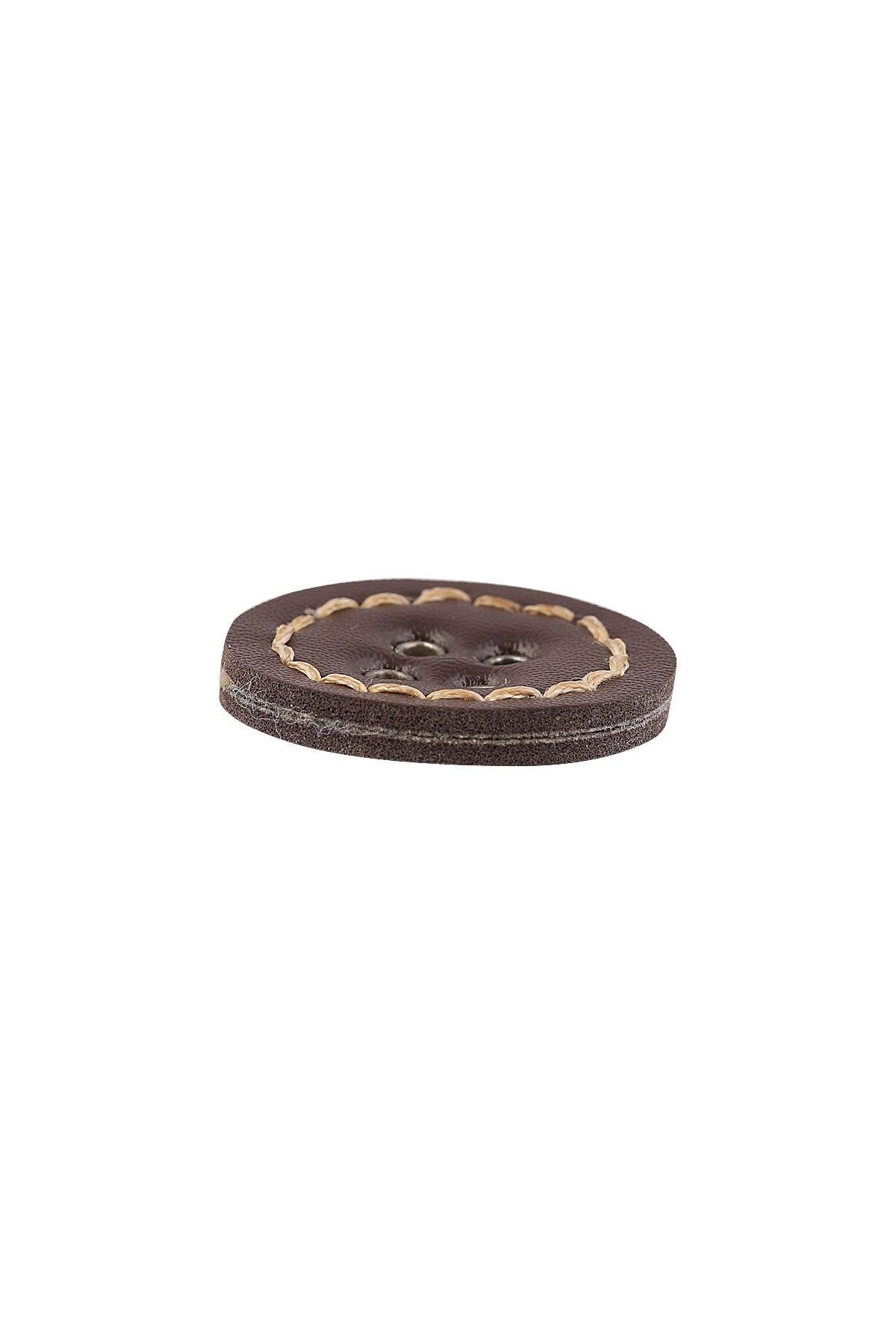 Black & Brown 4 Eyelet Hole Stitched Leather Button - Jhonea Accessories