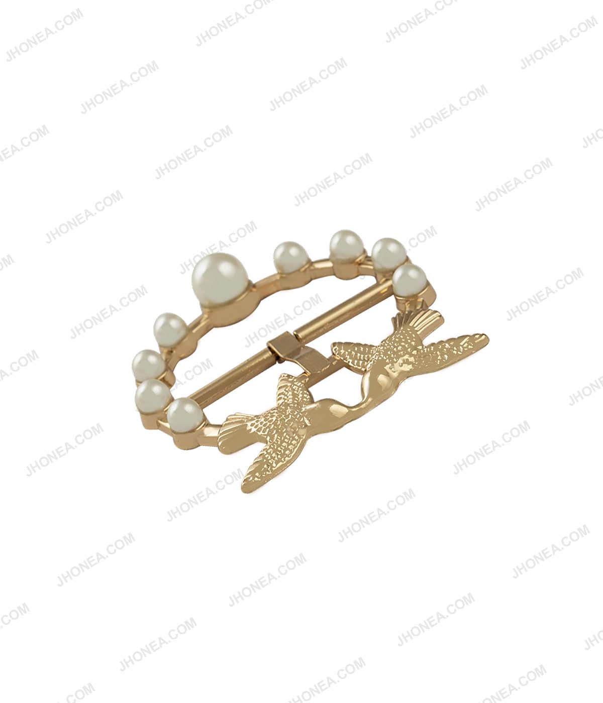 Authentic Vintage Bird Design Prong Belt Buckle with Pearls Accent