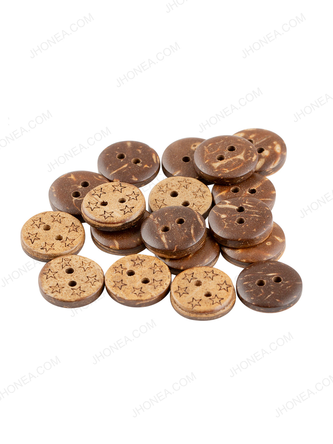 Star Design Round Coco Natural Buttons
