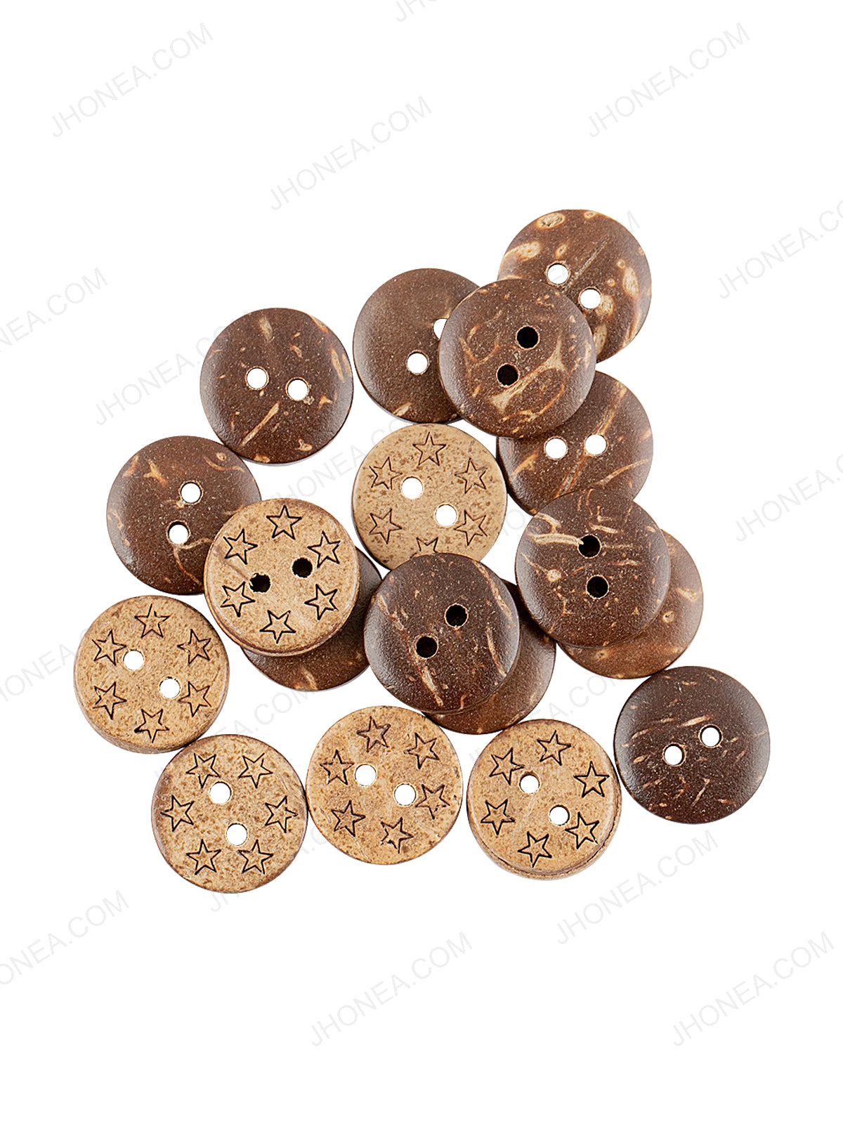Star Design Round Coco Natural Buttons