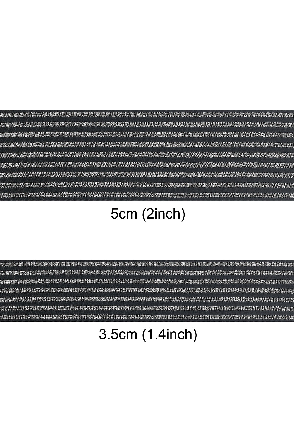 Black Patterned Webbing Polyester Woven Elastic with Lurex Thread