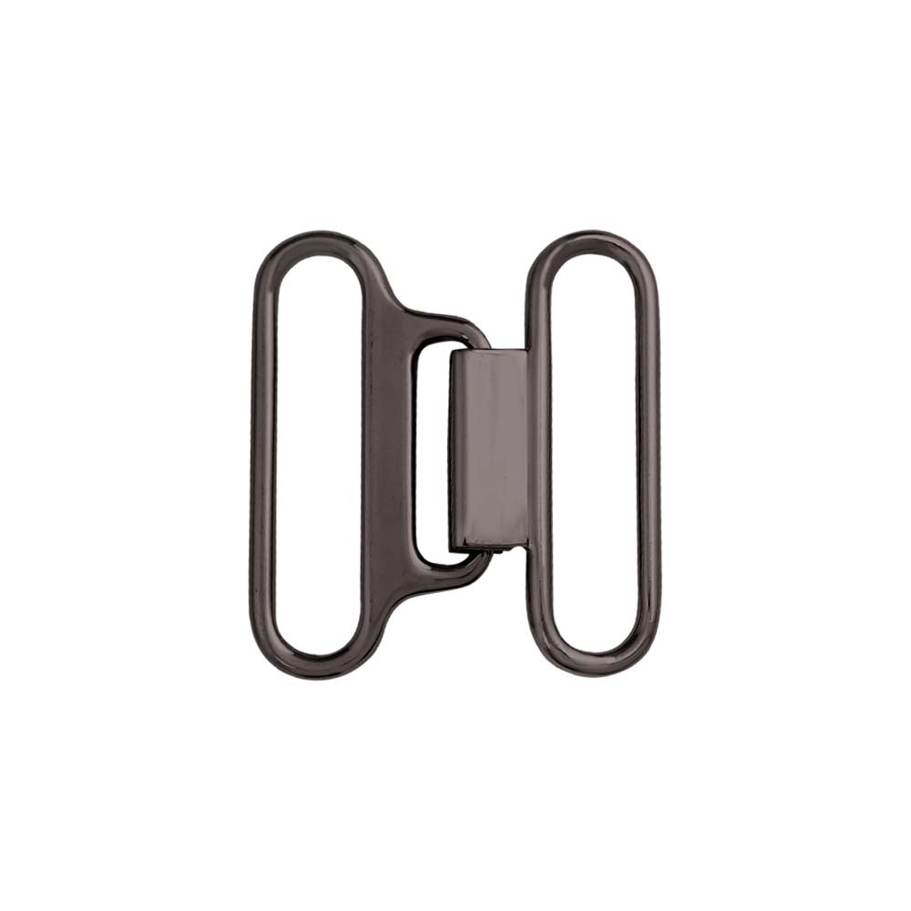 Classic Structured Shiny Black Nickel (Gunmetal) Closure Clasp Belt Buckle