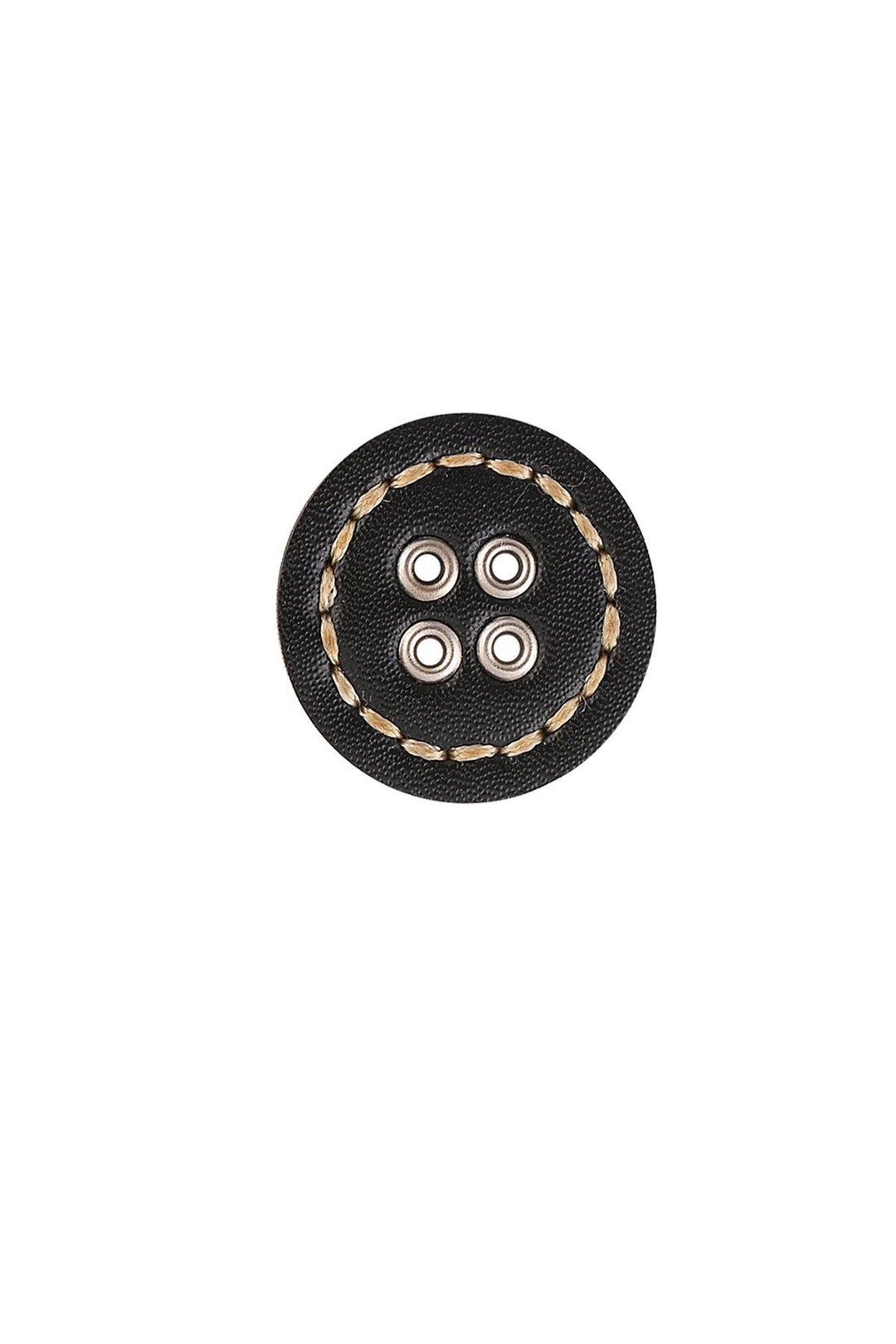 Black & Brown 4 Eyelet Hole Stitched Leather Button