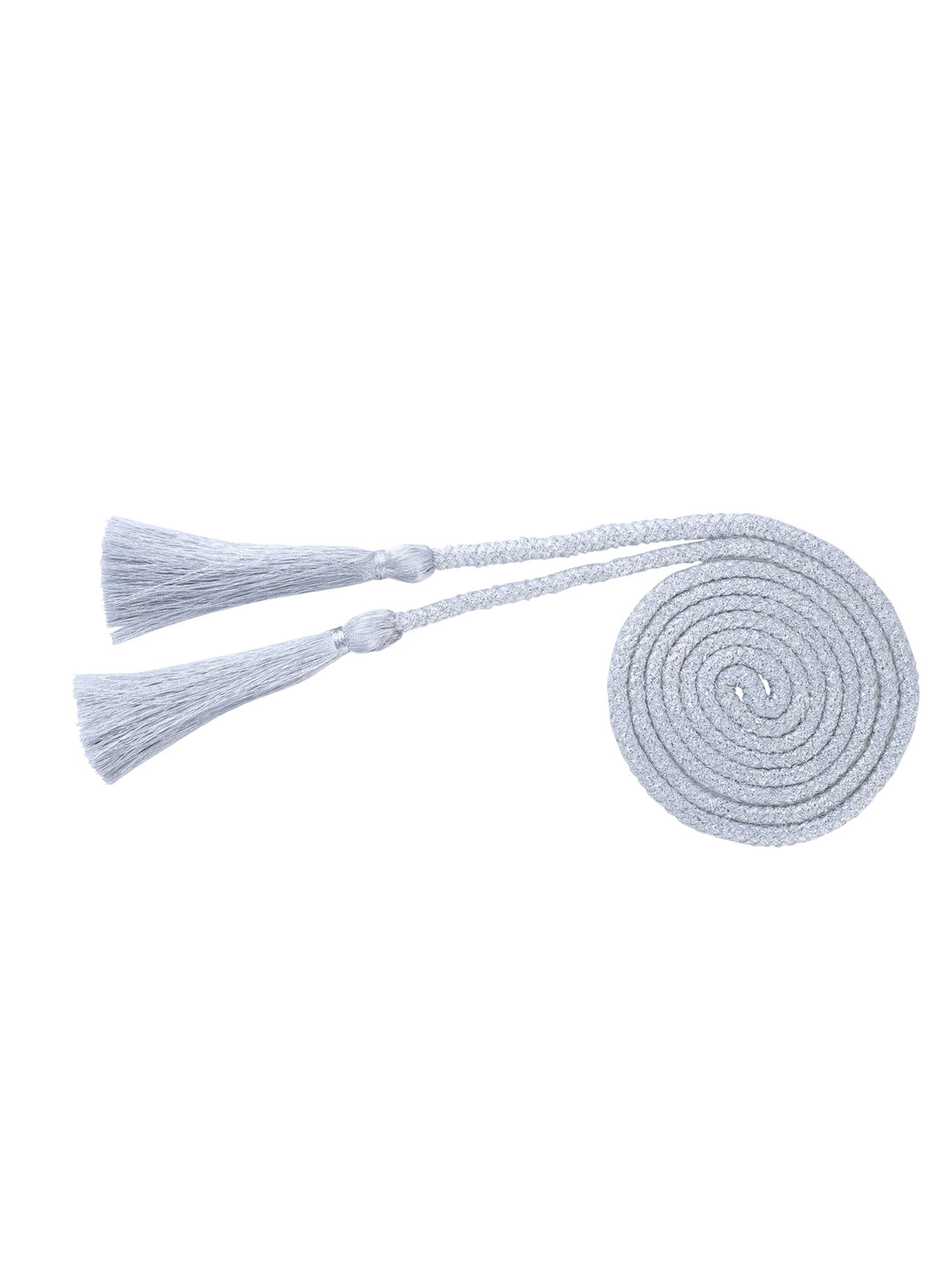 Silver Metallic Braided Cord Rope Tassel Belt