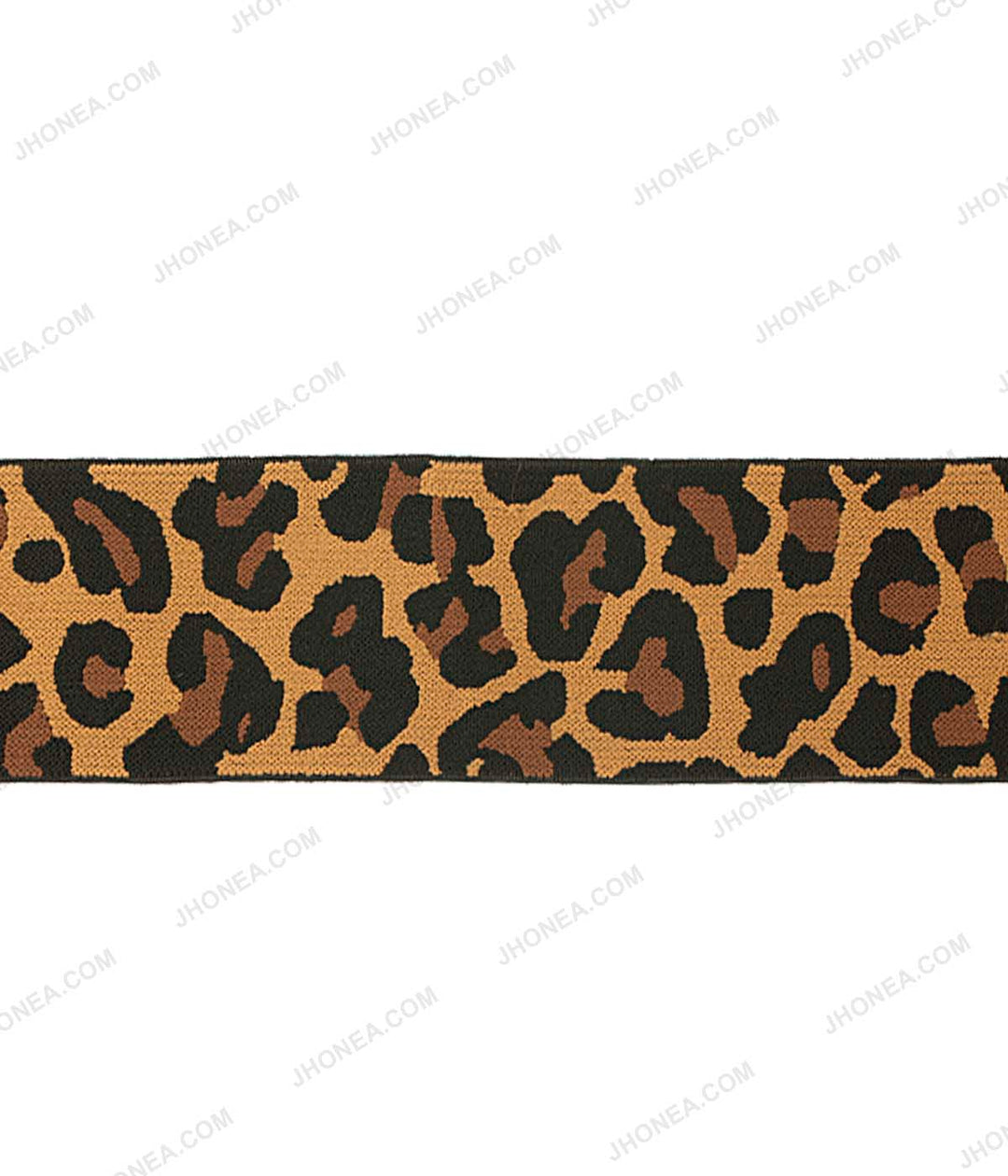 5cm (2inch) Black with Brown Leopard Print Soft Woven Elastic